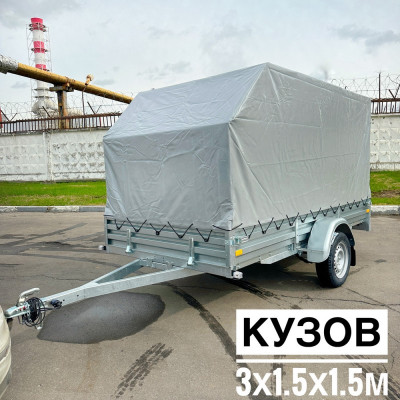 Прицеп Веста 3015.30 с тентом Кузов - 3070x1545x290 | Рама на болтовых соединениях | Передний и задний борта — откидные